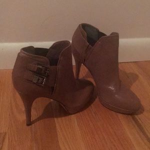 Vince Camuto dark taupe booties.